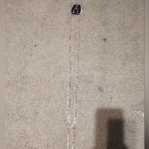 Paparazzi Silver and Orange Beaded Necklace With Matching Earrings